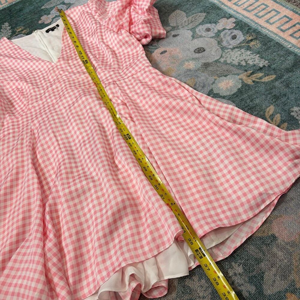 NWT 1.state Sunshine Times Mini Dress Womens XL Rose Pink Gingham Puff Sleeve - Picture 9 of 14